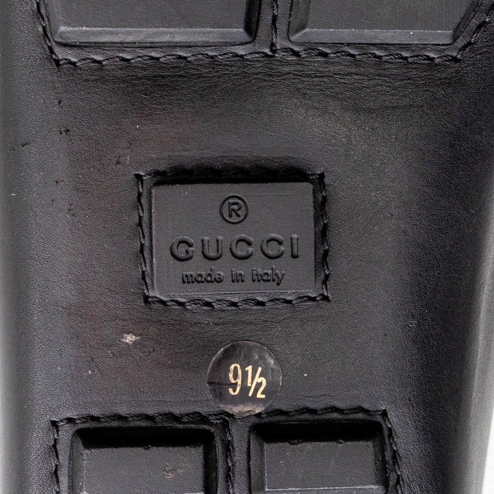 Gucci Black Leather Bamboo Horsebit Loafers Mens UK 9.5 US 10.5 Driver Shoes - Picture 9 of 12
